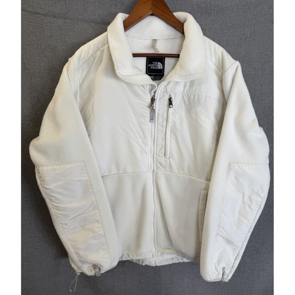 The North Face Denali Womens Large White Full Zip Pockets Long Sleeve Jacket